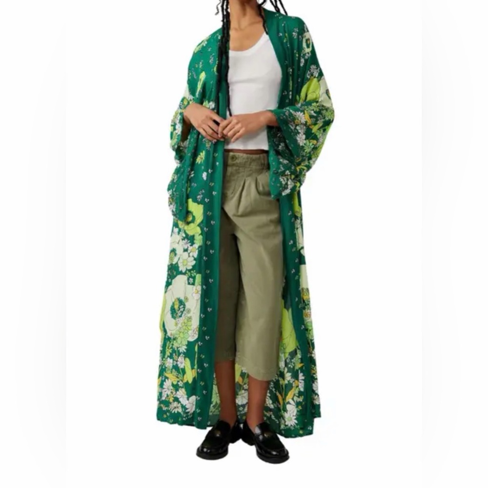 Free people Floral Green Kimono